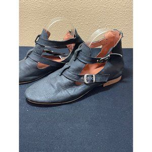 Sixtyseven Westwood Leather Booties Open Side Strapped Black Size 38